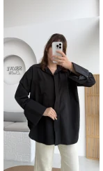 Esmeralda Büyük Cepli Gömlek - Siyah - Kod: 2143