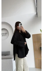 Esmeralda Büyük Cepli Gömlek - Siyah - Kod: 2143