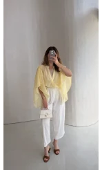 Etoile Dökümlü Taşlı Pantolon - Ekru - Kod: 51434