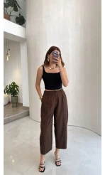 Etoile Dökümlü Taşlı Pantolon - Kahve - Kod: 51434