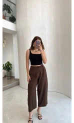 Etoile Dökümlü Taşlı Pantolon - Kahve - Kod: 51434