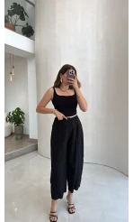 Etoile Dökümlü Taşlı Pantolon - Siyah - Kod: 51434