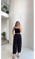 Etoile Dökümlü Taşlı Pantolon - Siyah - Kod: 51434