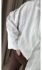 Fast Çizgi Detay Gömlek Beyaz (KOD:4956)