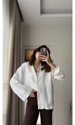 Fast Çizgi Detay Gömlek Beyaz (KOD:4956)