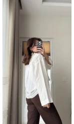 Fast Çizgi Detay Gömlek Beyaz (KOD:4956)