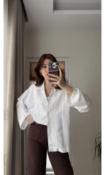 Fast Çizgi Detay Gömlek Beyaz (KOD:4956)