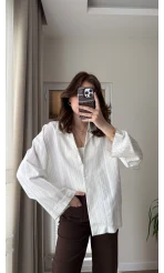 Fast Çizgi Detay Gömlek Beyaz (KOD:4956)