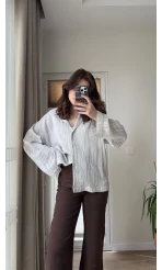 Fast Çizgi Detay Gömlek Gri (KOD:4956)