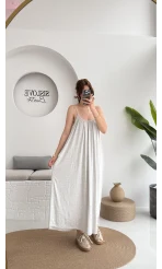 Fast Dökümlü Modal Elbise - Gri - 3224