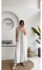 Fast Dökümlü Modal Elbise - Gri - 3224