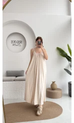 Fast Dökümlü Modal Elbise - Taş - 3224