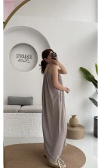 Fast Dökümlü Modal Elbise - Vizon - 3224