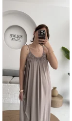 Fast Dökümlü Modal Elbise - Vizon - 3224