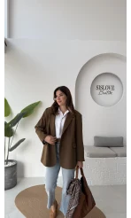 Faylinn Vatkalı Blazer Ceket - Kahverengi - Kod: 7437