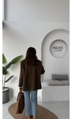 Faylinn Vatkalı Blazer Ceket - Kahverengi - Kod: 7437