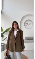 Faylinn Vatkalı Blazer Ceket - Kahverengi - Kod: 7437