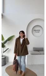 Faylinn Vatkalı Blazer Ceket - Kahverengi - Kod: 7437