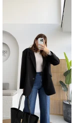 Faylinn Vatkalı Blazer Ceket - Siyah - Kod: 7437