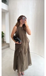 Felicity Astarlı Pelerin Elbise - Haki - Kod: 3450