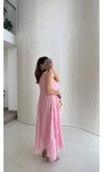 Felicity Astarlı Pelerin Elbise - Pembe - Kod: 3450