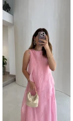 Felicity Astarlı Pelerin Elbise - Pembe - Kod: 3450
