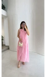 Felicity Astarlı Pelerin Elbise - Pembe - Kod: 3450