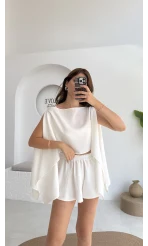 Fera Bluz Şort Takım - Beyaz - 8017