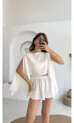 Fera Bluz Şort Takım - Beyaz - 8017