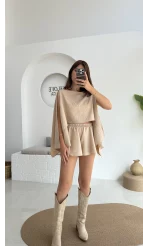 Fera Bluz Şort Takım - Krem - 8017