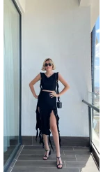 Fırfırlı Siyah Etek