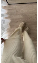 Fitili Triko Eşofman Altı Bej