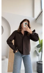 Fiyonk Detay Gömlek - Acı Kahve - KOD:2153