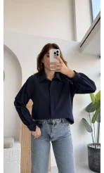 Fiyonk Detay Gömlek - Lacivert - KOD:2153