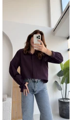 Fiyonk Detay Gömlek - Mürdüm - KOD:2153