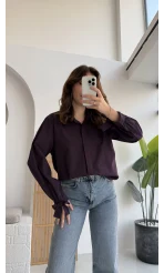 Fiyonk Detay Gömlek - Mürdüm - KOD:2153