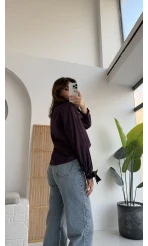 Fiyonk Detay Gömlek - Mürdüm - KOD:2153