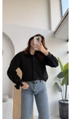 Fiyonk Detay Gömlek - Siyah - KOD:2153