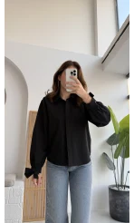 Fiyonk Detay Gömlek - Siyah - KOD:2153