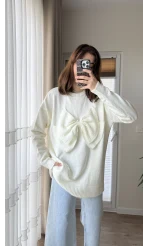 Fiyonk Detaylı Triko Kaza Ekru