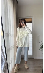 Fiyonk Detaylı Triko Kaza Ekru