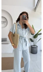 Flam Bebe Mavisi Keten Takım