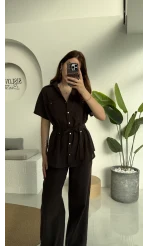 Flam Kahve Keten Takım