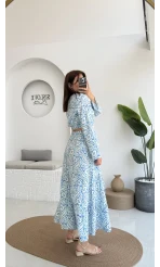 Flow Çiçekli Etekli Takım - 250474 - Mavi