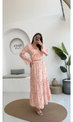 Flow Çiçekli Etekli Takım - 250474 - Turuncu