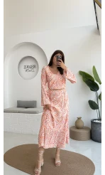 Flow Çiçekli Etekli Takım - 250474 - Turuncu