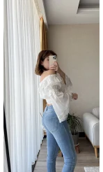 Fols Beyaz Tül Bluz