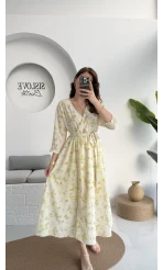 Forrest - Çiçek Detaylı Astarlı Elbise - Yeşil - 3039