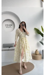 Forrest - Çiçek Detaylı Astarlı Elbise - Yeşil - 3039