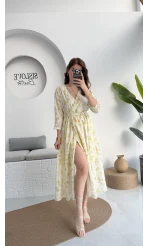 Forrest - Çiçek Detaylı Astarlı Elbise - Yeşil - 3039